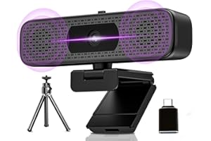 GAOEEIN Webcam 4K Webcam PC con Microfono Autofocus 360° Rotazione Protezione Della Privacy Riduzione del Rumore Plug & Play compatibile Windows e Mac per Mac Desktop Laptop