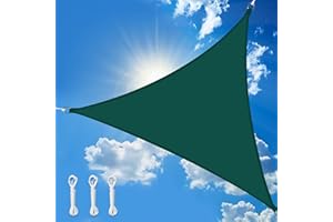 wiipara 3,6x3,6x3,6m Sonnensegel Dreieck, Wasserdicht Sonnenschutz Segeltuch Sunsegel, 95% UV Schutz, Regenschutz, Premium Polyester Sonnensegel für Balkon Terrasse Garten (Dunkelgrün)
