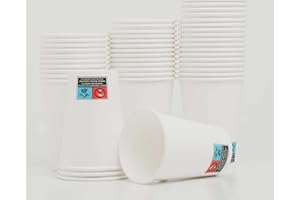 RAJDAL [Lot de 600] Gobelets Blanc Jetables 7,5 Oz 200 ml / 220 ml (Ras Bord) En Papier Carton Ultra Résistant Pour Boissons Chaudes et Froides. Idéal Entreprise, Bureau, Association, Fontaine à Eau