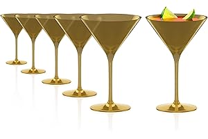 Stölzle Lausitz Copas de Cóctel Elements Oro Set de 6, 240 ml – Copas Elegantes Ideales para Martini & Manhattan – Copas Martini de Cristal Dorado – Apto para Lavavajillas y Resistente a Golpes
