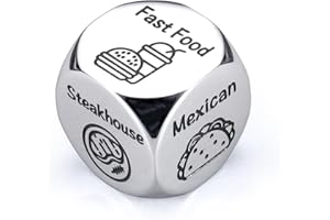 FLEURE ESME Food Decision Dice Decider for Couple Boyfriend Girlfriend Husband Wife Date Night Dice Gifts for Him Her Food Decision Dice Gifts One 11th Year Anniversary Valentines Gifts Dice for BFF Coworker