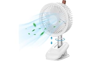 TOUTBIEN USB Ventilator mit Clip, Leise Mini Tischventilator Wiederaufladbare Batterie, Verstellbare Höhe, 3 Geschwindigkeitsstufen, Wandventilatoren Klemmventilatoren für Kinderwagen, Zuhause & Büro