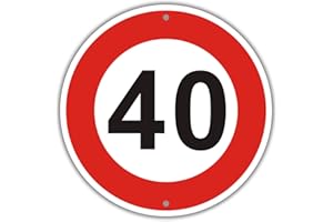 Felexdo Höchstgeschwindigkeit 40 km, Ø 30cm Verkehrszeichen Schild aus Aluminium Reflektierend, Wetterbeständig Einfache Installation für den Außenbereich