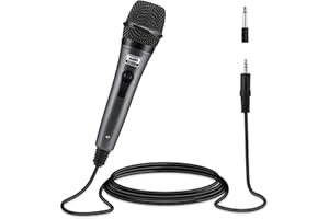 Moukey Dynamisches Mikrofon mit 4M/13ft Kabel, Metall Karaoke Handmikrofon, XLR-Mikrofon für Gesang/Bühne/Party, Kompatibel mit Karaoke Maschine/PA Anlage/Verstärker/Mixer, Grau