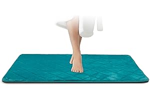 ‎JAWAONLINE JAWAonline Badezimmerteppich Türkis - Pflegeleichte Badematte Memoryschaum - Extrem Saugfähiger Badteppich - Badvorleger rutschfest - Waschbarer Bad Teppich Badezimmer - Duschvorleger 70x120cm