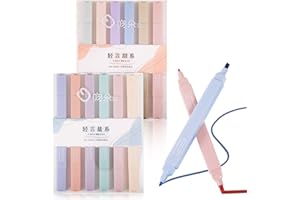 ERTLUTW Double Highlighters Pens Pastel Pens Highlighter Pastel Marker Set Pastel Markers Assorted Colours Highlighters Pens Highlighter for Student Office School Supplies, Smooth Writing Quick Drying 12Pcs