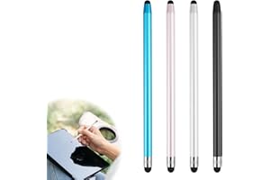 DEWFIGS ㅤ 4 Pièces Stylet Tablette Tactile Universel, Stylet Tactile Capacitif 2 en 1 pour Smartphones et Tablettes, Compatible avec Apple, Samsung, Huawei, Couleurs Variées (Noir, Or Rose, Argent, Bleu Ciel)