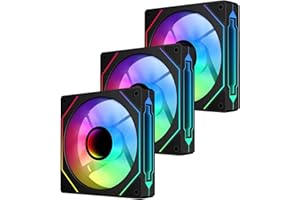 QUMOX Ventilador de entrada inversa de 120 mm, diseño de espejo infinito, con control PWM y efecto ARGB, rodamiento hidráulico para un funcionamiento silencioso (paquete de 3)