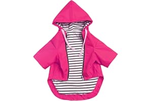 MOREZI Dog raincoats waterproof dog coats with legs for small medium breeds zip closure storage pocket harness hole - Pink - S