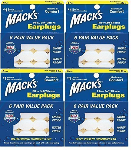 Macks Pillow Soft Moldable Silicone Putty Earplugs 6 Pairs x 4 (24 Pairs) by Macks