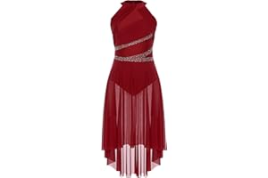 CHICTRY Women's Lyrical Dance Costume Halter Sleeveless Modern Contemporary Dance Dress