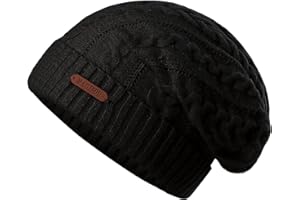 MAGISDU Bonnet Hiver Femme Chapeau en Laine Mérinos avec Doublure en Polaire Long Beanie Hat Chic Chaud Doux et Confortable