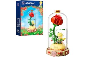 PANTASY Der kleine Prinz Rosenblumen-Bausteinset, Kreatives Konstruktionskit, Rosengarten-Geschenk für Erwachsene und Kinder