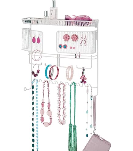 Porte Bijoux Mural En Cœur - Organisateur Métal Avec 28 Trous Et 12 Crochets | Noir | 34x31cm