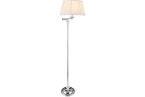 lux.pro L?mpara de pie Moderna - Soporte de Metal - E27 / 60 W / 230 V - Blanca - Cromo 158cm - 40 cm