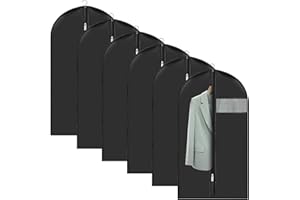 GUCASS 6 Pezzi Copriabiti Antipolvere 60 X 100 cm, Copri Abiti Custodie Abiti con Finestra Trasparente, Porta Abiti Antipolvere per Abiti con Cerniera, per Smoking Custodia Abiti Giacche Gonne e Camicie