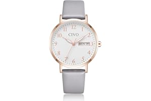CIVO Ladies Watches Leather Strap Analogue Watches for Women Date Quartz Waterproof Womens Wrist Watches Minimalist Fashion Dress Elegant Gifts for Women Girls