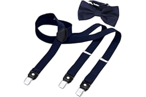 DonDon Hosenträger und Fliege Set für Damen und Herren, Y-Form, 2,5 cm breit, handgefertigt - Elegantes Accessoire für Hochzeit, Party, Smoking