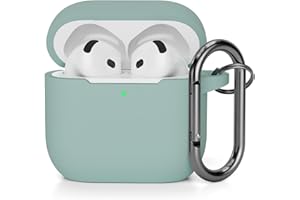 AOTUAO Compatibile con AirPods 4 Custodia Case Cover, Case Protettiva Antiurto Antiscivolo in Silicone per AirPods 4a Generazione (2024) (USB-C) Custodia con Moschettone, Cloud Grey