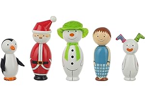 The Snowman and The Snowdog Wooden Skittles - Bowling Set Skittles Game for Kids, Indoor & Garden Toddler Toys - Wooden Toys for 2 Year Olds, Official Licensed Raymond Briggs Gifts by Orange Tree Toys