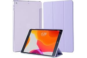 4UBonLife Custodia per iPad 9a/8a/7a Generazione 10,2 Pollici 2021/2020/2019, Smart Cover Protettiva Rigida Custodia Sottile e Leggero con Retro Traslucido per iPad 7/8/9, Viola Chiaro