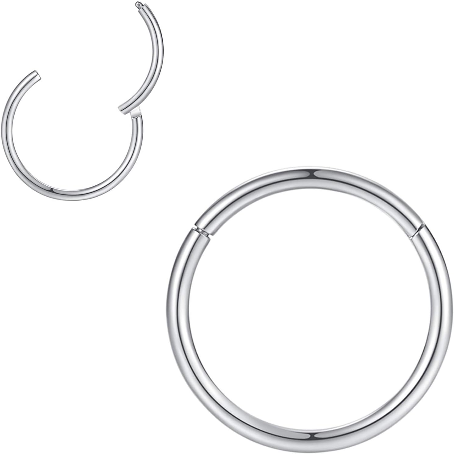 Popuhoops 316L Surgical Steel Hinged Nose Rings Hoop Suptum Ring Body Piercing Lip Rings Helix Cartilage Rook Earrings 20G 18G 16G 14G 12G 10G 8G, Diameter 5mm to 16mm, Gold-Rose Gold-Silver-Black