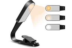 KEAGAR Book Light, USB Rechargeable Reading Light with Touch Sensor, Reading Lamp with 3 Eye-Care Adjustable Brightness Modes, Flexible Clip on Book Light for Reading in Bed, Travel (Warm & White Light)