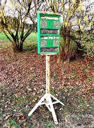 Großes insektenhotel MIT STÄNDER, mit Holzrinde-Naturdach, FDV-HOST-MS aus Holz Insektenhaus XXL nistkästen grün hellgrün als Ergänzung zum Meisen nistkästen Meisenkasten oder zum Vogelhaus Vogelfutterhaus Futterstation für Vögel Insektenhäuschen - insektenhotels, insektenhotel für ökologische biologische natürliche Blattlausbekämpfung, Marienkäferhaus-Marienkäfer-Marienkäferkasten-Schmetterlingshaus-Schmetterlinge,Gartendeko