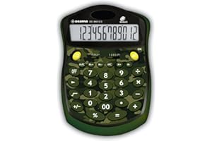 OSAMA Softy - Calcolatrice da Tavolo per Ufficio e Scuola a 12 Cifre e 6 Tasti di Memoria, Prodotto di Cartoleria e Cancelleria con Schermo LCD a Energia Solare e Profilo Gommato Antiurto 20x13.5x2 cm