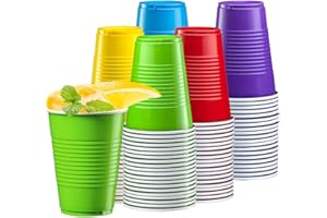 liamasum 50 Pack Party Cups 12 oz Disposable Plastic Cups, Assorted Color Plastic Party Cups for Parties, Events, Game and BBQ