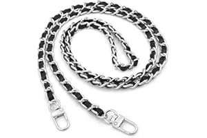 CCAIPU Taschenkette, Handtasche Kettenriemen Damen Taschenkette Gold Metall Verstellbar Kette Trageriemen Trageriemen Umhängetasche Ersatz Handtasche Ketten (Silber/Schwarz-A)