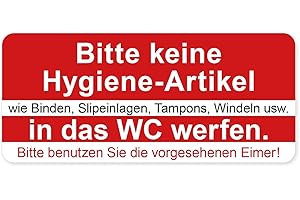‎RITTER MEDIENDESIGN Aufkleber Bitte keine Hygiene-Artikel in das WC werfen Hinweis Kloh Schild Sticker Wetterfest und UV-Beständig