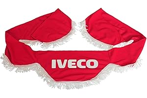 DECOART AutoCommerse Tenda parabrezza anteriore mantovana con frange bianche parasole pannello tende forma d'onda per Trakker Stralis Eurocargo serie camion HGV camion ROSSO