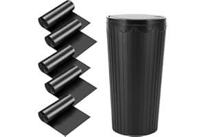 Palmcee Car Trash Can with Lid, Mini Car Cup Holder Trash Bin Small Car Door Pocket Garbage Can Bin Trash Container with 5 Roll Trash Bag for Automotive Office Home Kitchen