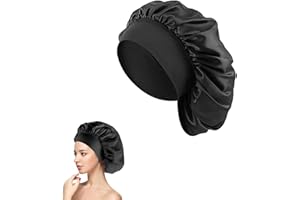 JEOPKO Silk Hair Wrap for Sleeping, Hair Bonnet, 1pcs Night Sleep Cap for Women Girls, Hair Care Head Cover Elastic Hat for Black Curly Hair.