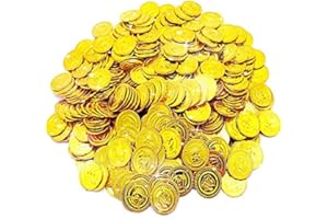 JOYUE 150 Pezzi Monete d'oro Pirata, Tesoro d’Oro per Party Pirata, Tesori per la Caccia al Tesoro Bambini Compleanno Decorazione Del Partito Regalo