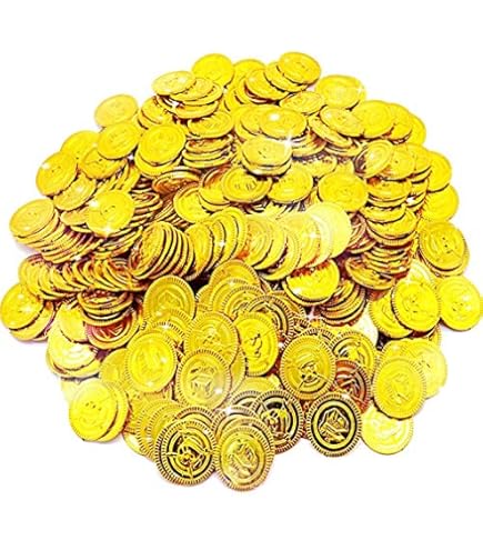 Yimomoyi 300 Stuks Gouden Piratenmunten en Edelstenen, 100 Piratenschatmunte met 200 Kinderpiratenedelstenen Voor Kinderen, Piratenschat, Piratenfeest, Cadeautje, Schattenjacht Kinderverjaardag