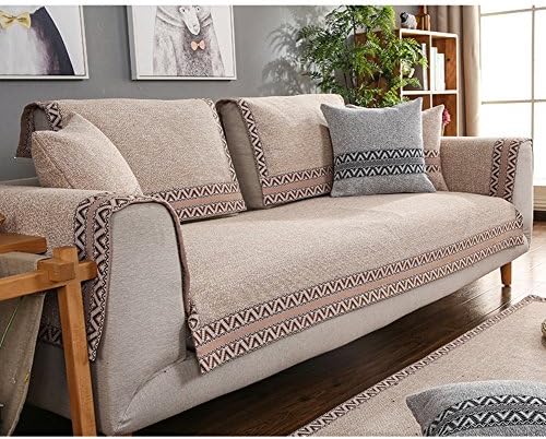 AMYSTOREDREAM Jacquard Fabric Sofa slipcover 3 seaters,Cotton and linen non-slip sofa towel cover cushion lightweight blankets for living room -B 90x180cm(35x71inch)