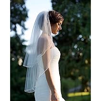 Voile De Mariée Quatre Couche Bord Ruban Tulle Longueur Bout Des Doigts Voile De Mariage Femme