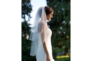 Prosy 2 livelli Veli da sposa Chiesa Matrimonio Tulle Gomito Lunghezza punta delle dita Velo Accessori per capelli da sposa con pettine per donne e ragazze (avorio)