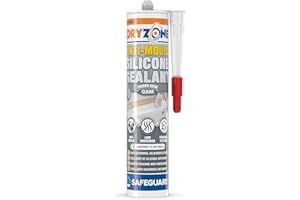 Dryzone Anti-Mould Silicone Sealant Premium Sanitary-Grade, Low VOC Sealant for Bathroom and Kitchen (Clear)