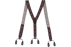 KLONKEE Men's Split Button Braces Y Shape Trimmed Button End Tuxedo Adjustable Straps Elastic Suspenders - 3.5 cm wide