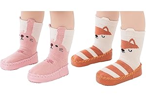 Snegyu Cute Cartoon Animal Pattern Baby Boys Girls Non-slip Cotton Slipper Socks Shoes Baby Moccasins Toddler Shoe Socks