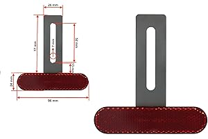 3D Carbon Design 1 x Premium Edelstahl T-Halterung (lang 77mm) mit rotem Reflektor, E-geprüft, universal für Motorrad (77mm T-Halterung)