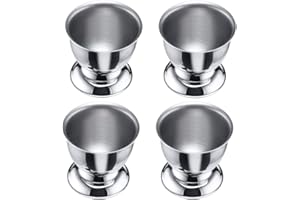 YANJINGHE 4 Pezzi Set di Portauovo, Portauovo in Acciaio Inossidabile, Utensili Portauova, Acciaio Inossidabile Lucidato Portauovo Impilabili Stoviglie Portauovo Morbido per Ristorante, Casa, Cucina (Argento)