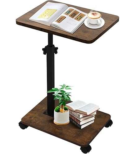 Glazen bijzettafel, C-vorm, in hoogte verstelbaar, metalen basis, C Glazen bijzettafel, C-vorm, in hoogte verstelbaar, metalen basis, C