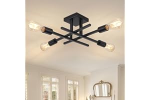 QAREHL Sputnik Ceiling Light, 4 Lights Black Ceiling Lights Living Room Modern Sputnik Chandelier for Bedroom, Dining Room, Kitchen, Hallway, Office, E27 Socket