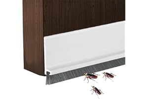 Irikdescia® Burlete de puerta con cepillo para reducción de ruido, burlete en forma de H, para reducir el ruido, escoba ajustable, limpieza (blanco)