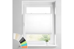 ‎HOMEDEMO HOMEDEMO Plissee Klemmfix ohne Bohren Jalousien, Weiß, 90x130cm(BxH), Plisseerollo Fensterrollo mit Klemmträger, Faltrollo Klemmrollo Sicht-und Sonnenschutz Rollos für Fenster & Tür