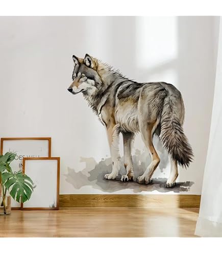 Colorful Starry Wolf Wall Sticker - Removable Peel & Stick Galaxy Mural, 41.7x15.3 Inch, For Bedroom, Living Room - View #6